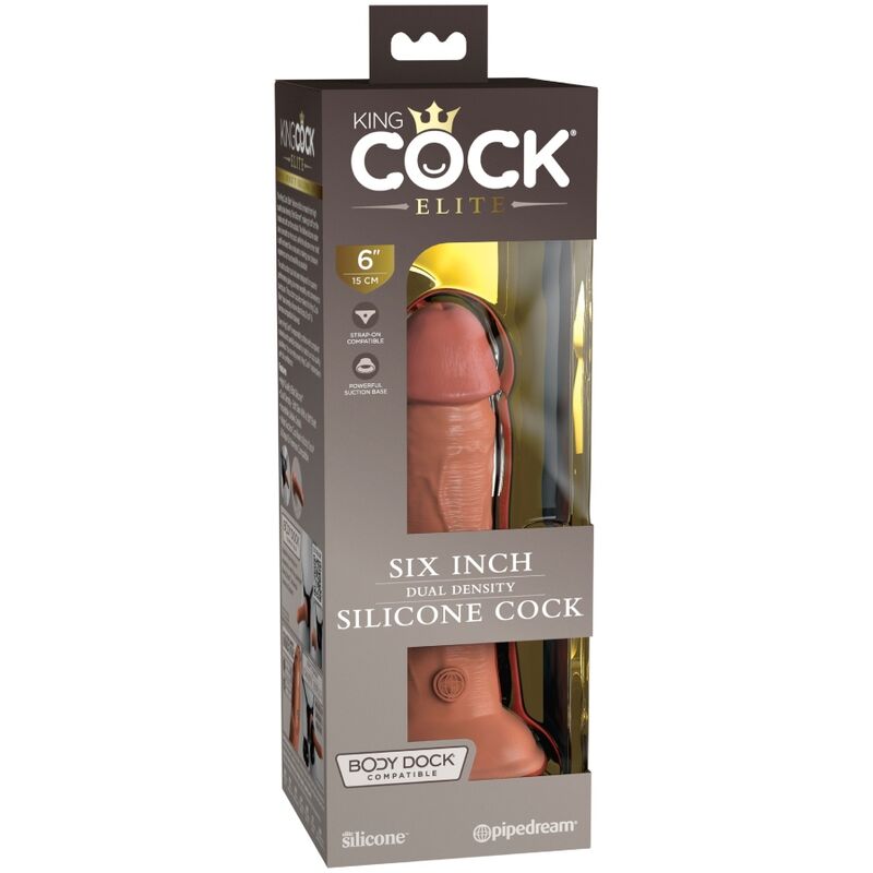 KING COCK - DILDO DE SILICONE REALISTA DE ELITE 15,2 CM CARAMELO