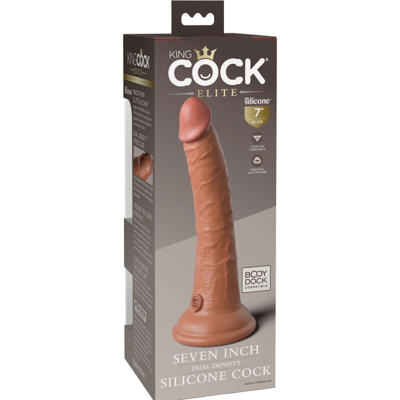KING COCK - DILDO DE SILICONE REALISTA DE ELITE 17,8 CM CARAMELO
