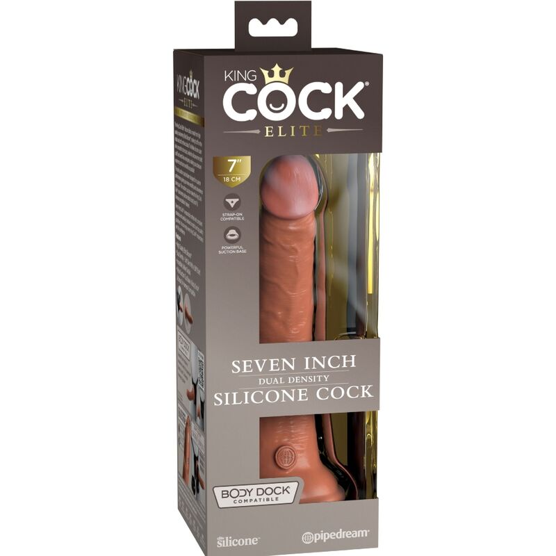 KING COCK - DILDO DE SILICONE REALISTA DE ELITE 17,8 CM CARAMELO