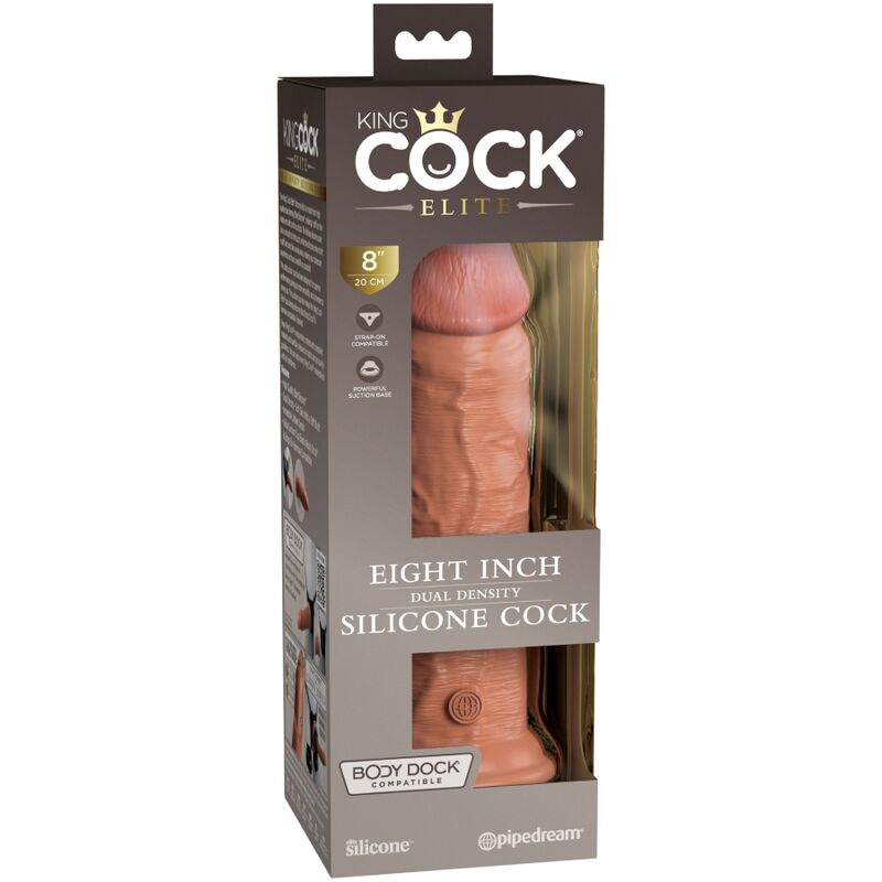 KING COCK - DILDO DE SILICONE REALISTA DE ELITE 20,3 CM CARAMELO