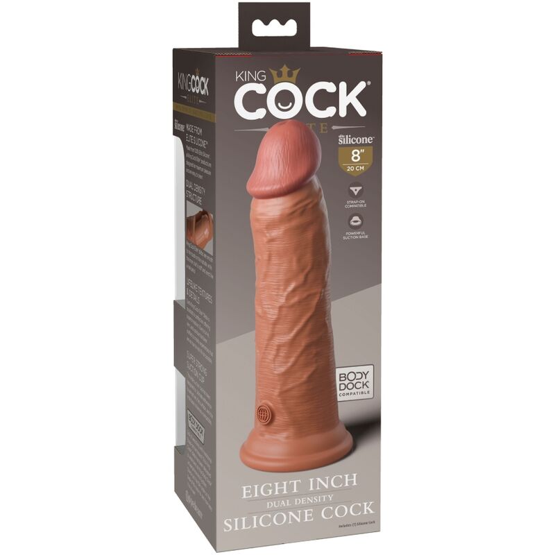 KING COCK - DILDO DE SILICONE REALISTA DE ELITE 20,3 CM CARAMELO