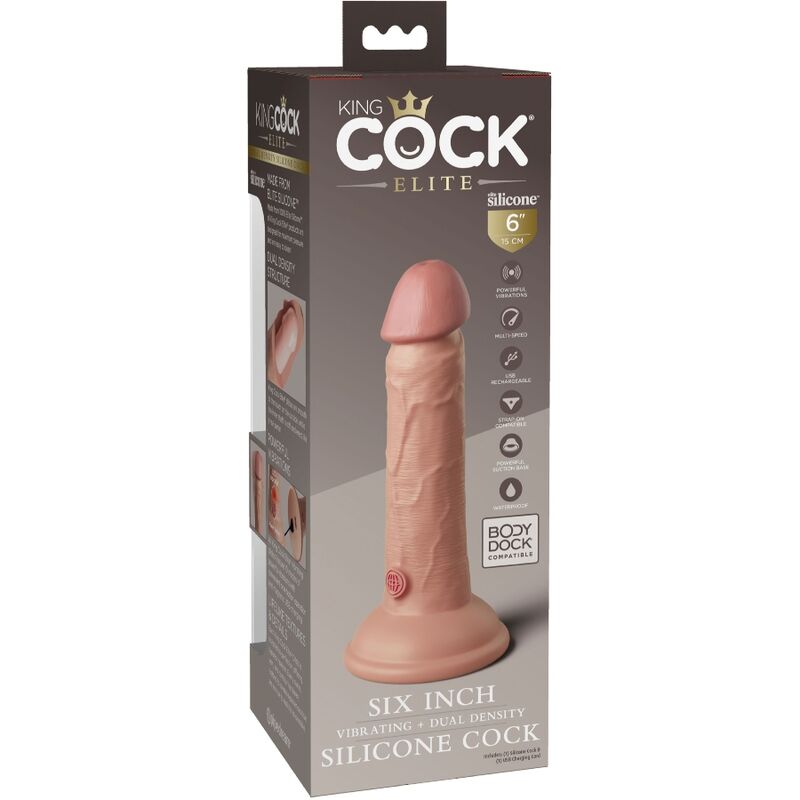 KING COCK - DILDO VIBRATÓRIO REALISTA DE ELITE EM SILICONE 15,2 CM