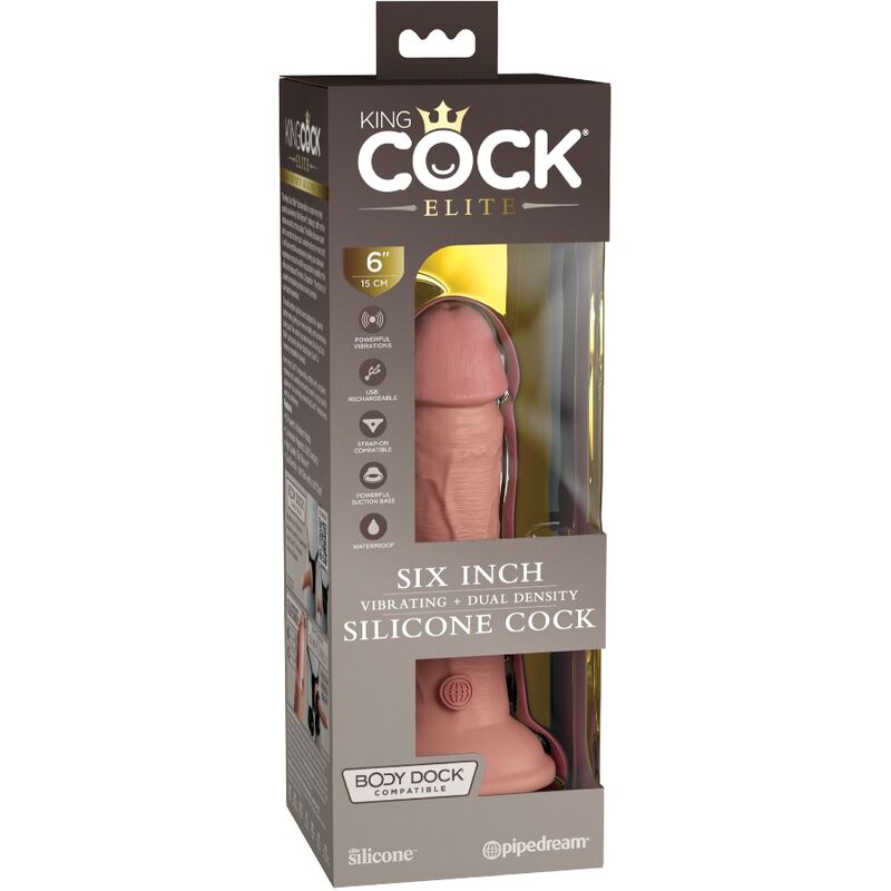 KING COCK - DILDO VIBRATÓRIO REALISTA DE ELITE EM SILICONE 15,2 CM