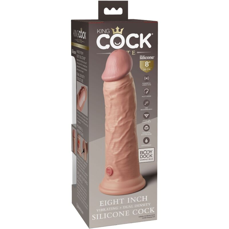 KING COCK - DILDO VIBRATÓRIO REALISTA DE ELITE EM SILICONE 20,3 CM