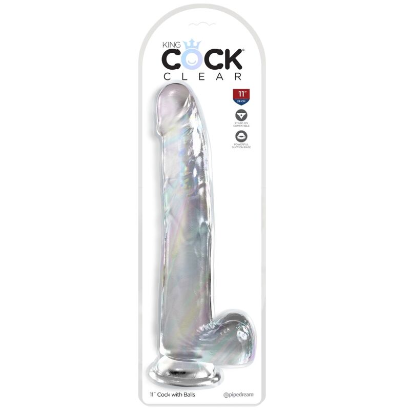 KING COCK - DILDO TRANSPARENTE COM TESTÍCULOS 24,8 CM