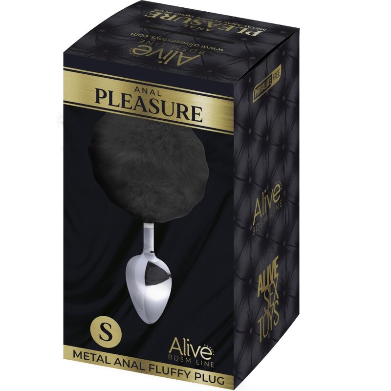 ALIVE - Plug Anal em Metal Liso e Macio Preto Tamanho S