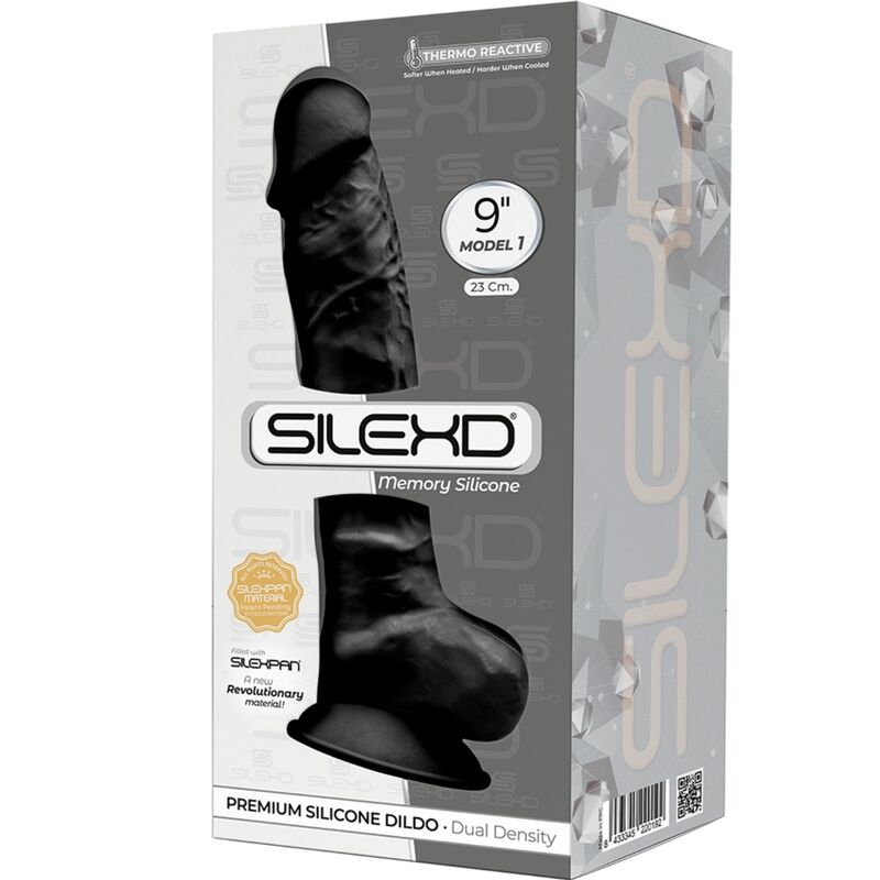 SILEXD - MODELO 1 PÊNIS REALISTA PREMIUM SILEXPAN SILICONE PRETO 23 CM