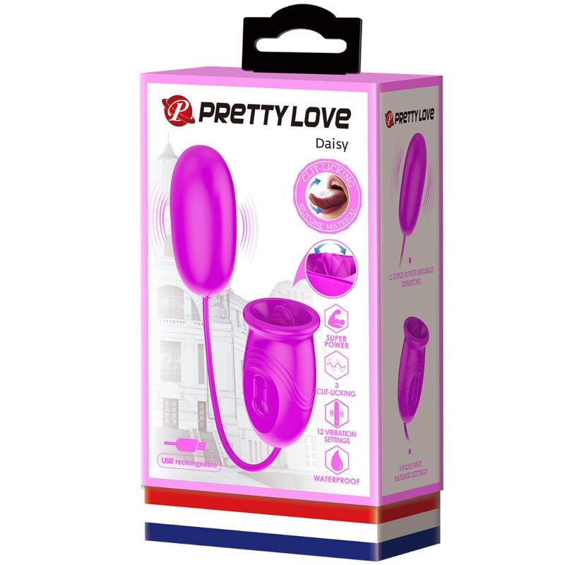 PRETTY LOVE - VIBRADOR RECARREGÁVEL DUAL EGG DAISY ROXO