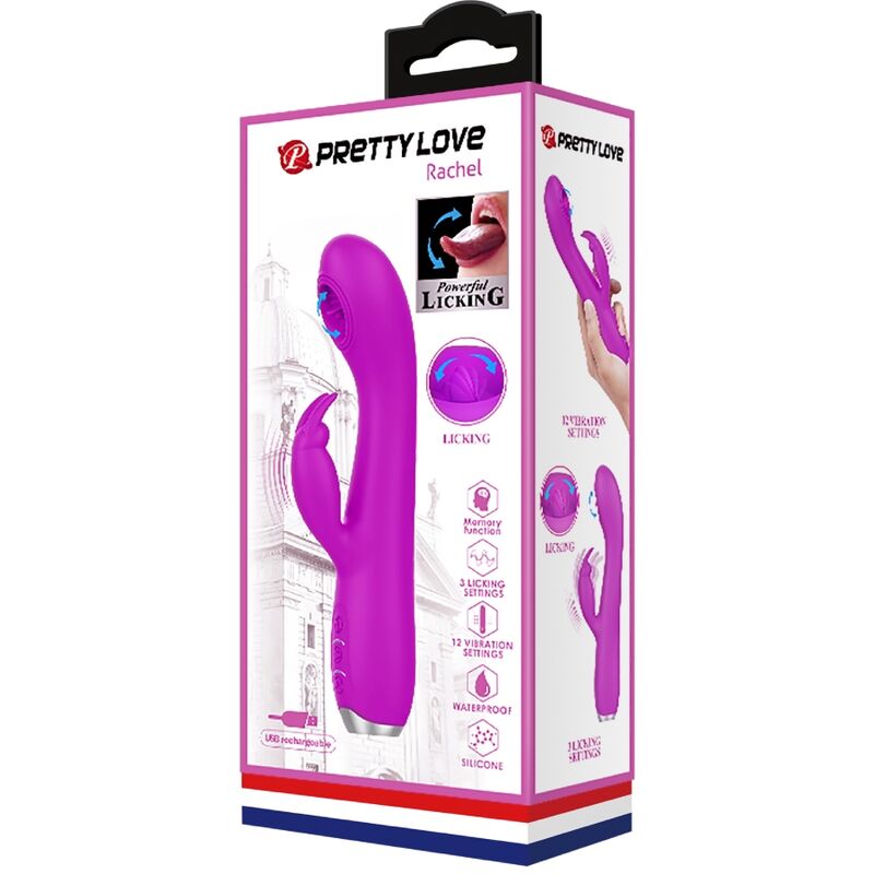 PRETTY LOVE - RACHEL VIBRADOR RECARGABLE CON ONDAS ESTIMULANTES MORADO