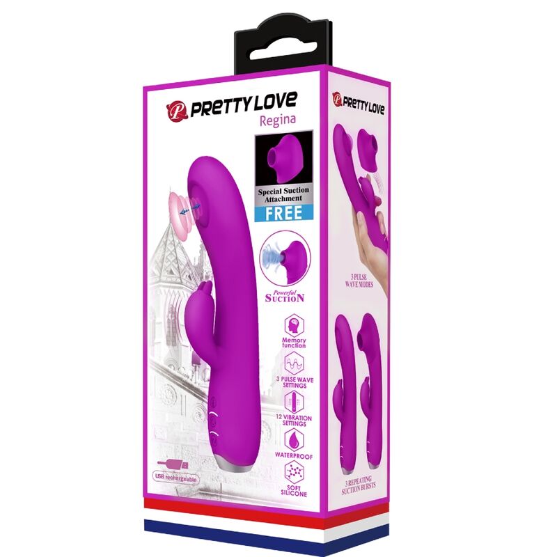 PRETTY LOVE - VIBRADOR REGINA - ONDAS ESTIMULANTES RECARGABLES MORADO