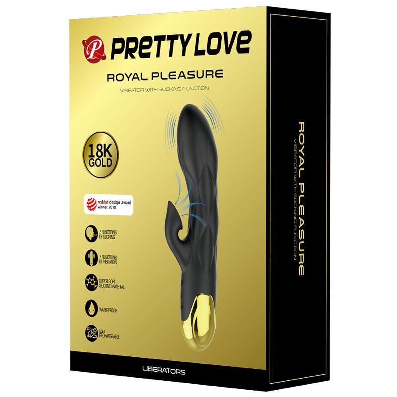 PRETTY LOVE - VIBRADOR DE LUJO NEGRO RECARGABLE BAÑADO EN ORO