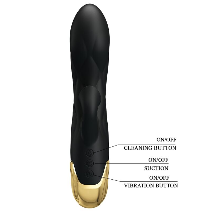 PRETTY LOVE - VIBRADOR DE LUJO NEGRO RECARGABLE BAÑADO EN ORO
