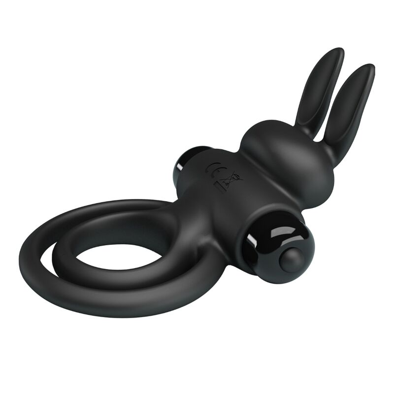 PRETTY LOVE - VIBRADOR III ANILLO CONEJO PARA PENE NEGRO