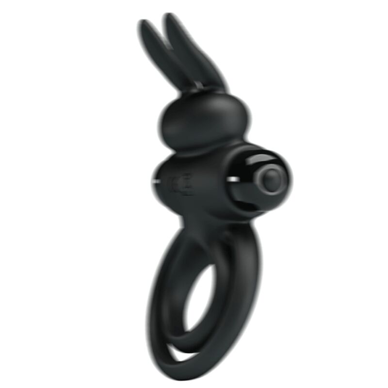 PRETTY LOVE - VIBRADOR III ANILLO CONEJO PARA PENE NEGRO