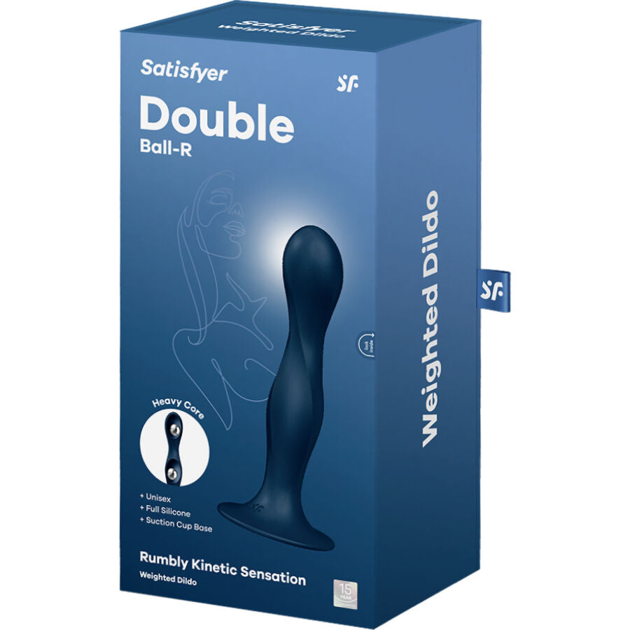 SATISFYER - DILDO EM SILICONE COM DUAS BOLAS - AZUL