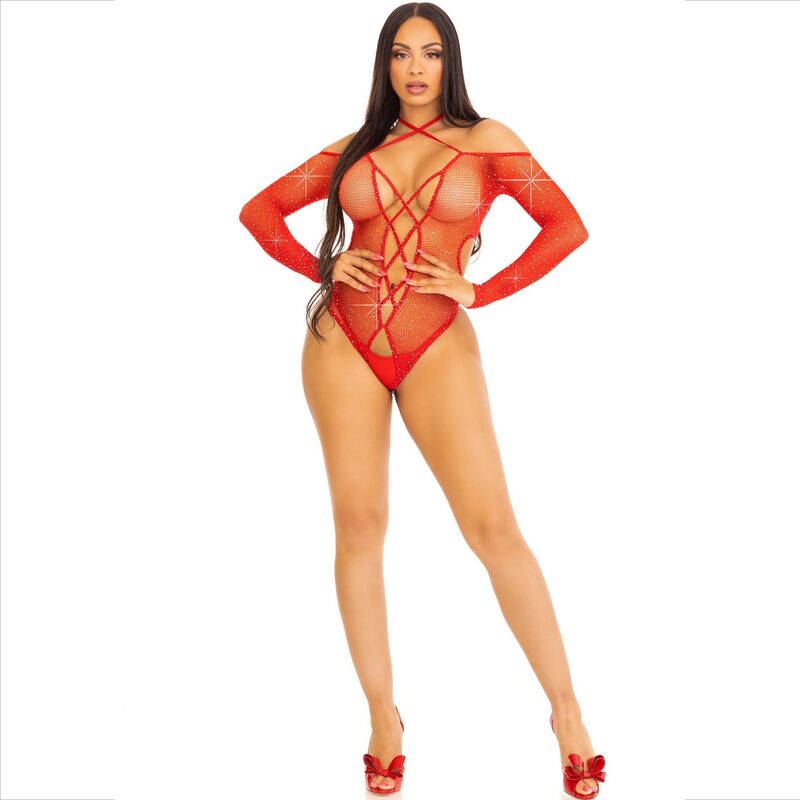 LEG AVENUE - BODY SEM VIRILHA COM VERMELHO BRILHANTE