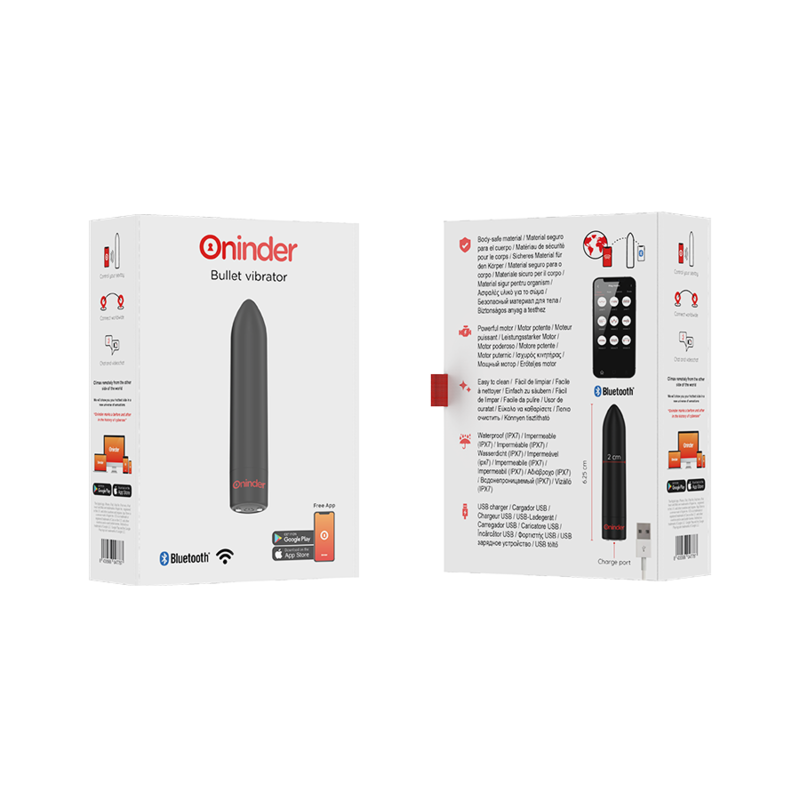 ONINDER - VIBRADOR BULLET BERLIN PRETO 9 MODOS 8,5 X 2 CM - APP GRÁTIS