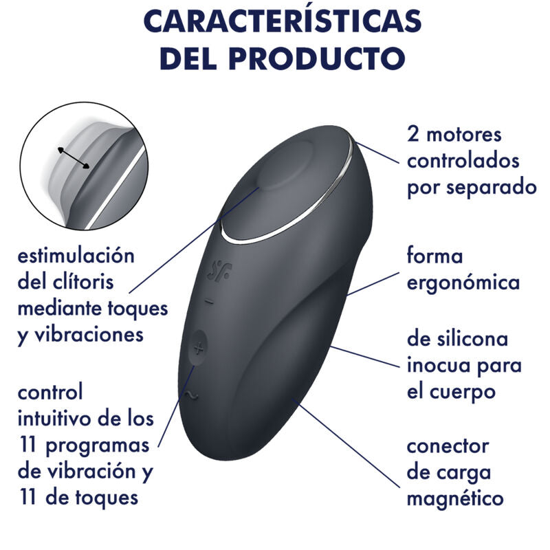 SATISFYER - TAP &amp; CLIMAX 1 VIBRADOR DE APLICACIÓN NEGRO