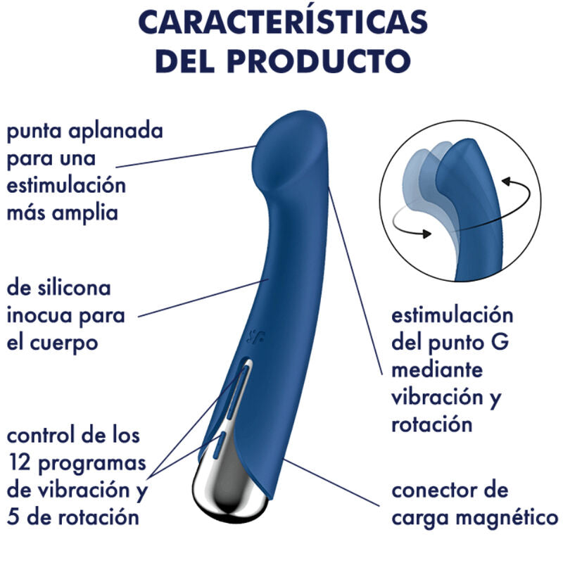 SATISFYER - VIBRADOR ROTATORIO SPINNING G-SPORT 1 AZUL