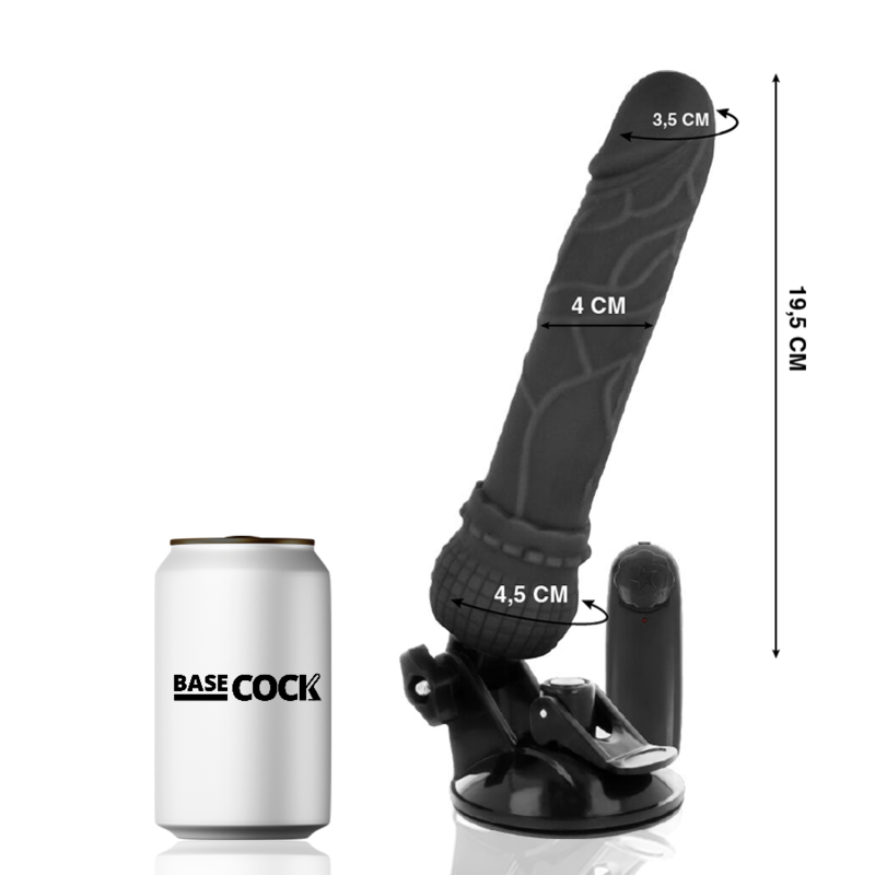 BASECOCK - VIBRADOR REALISTA COM CONTROLO REMOTO PRETO 19,5 CM -O- 4 CM