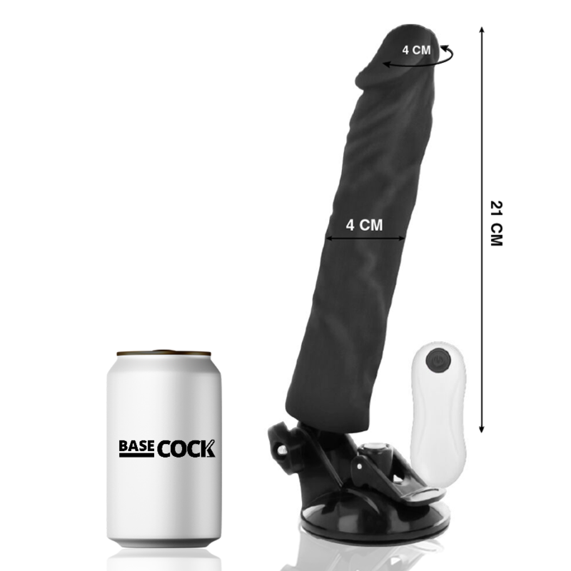 BASECOCK - VIBRADOR REALISTA COM CONTROLO REMOTO PRETO 21 CM -O- 4 CM