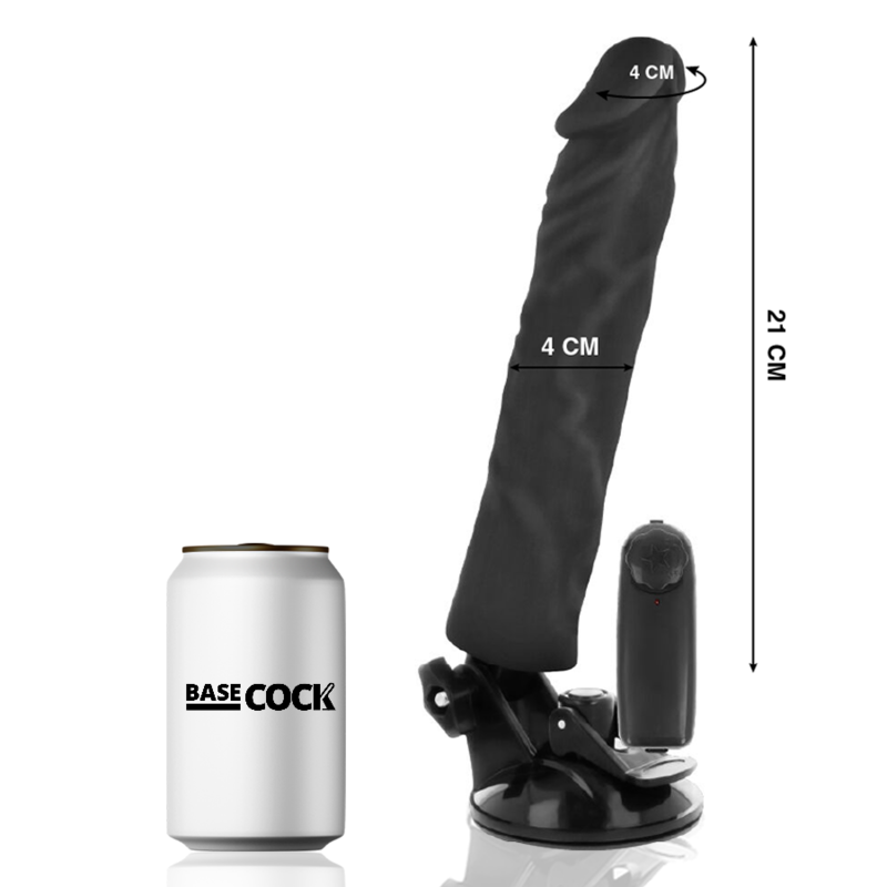 BASECOCK - VIBRADOR REALISTA COM CONTROLO REMOTO PRETO 21 CM -O- 4 CM