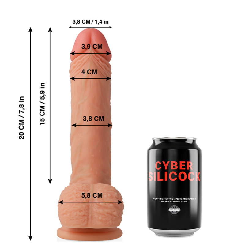 CYBER SILICOCK - FREEMAN SILICONE LÍQUIDO MACIO ULTRA REALISTA 20 CM -O- 3,8 CM