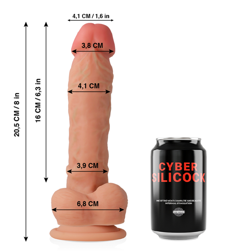 CYBER SILICOCK - PÊNIS DE SILICONE LÍQUIDO MACIO ULTRA REALISTA 20,5 CM -O- 4,1 CM