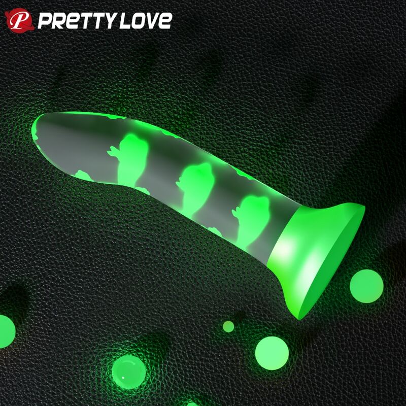 PRETTY LOVE - DILDO MÁGICO NOTURNO SEM VIBRAÇÃO VERDE LUMINOSO