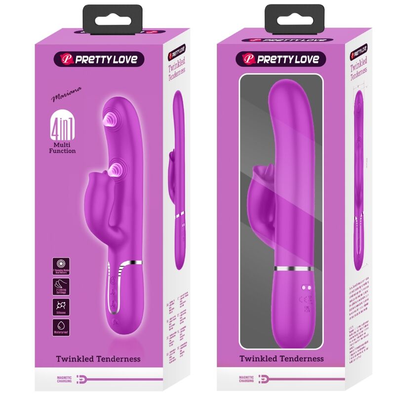 PRETTY LOVE - VIBRADOR CONEJO CON LAMEADO FUCSIA