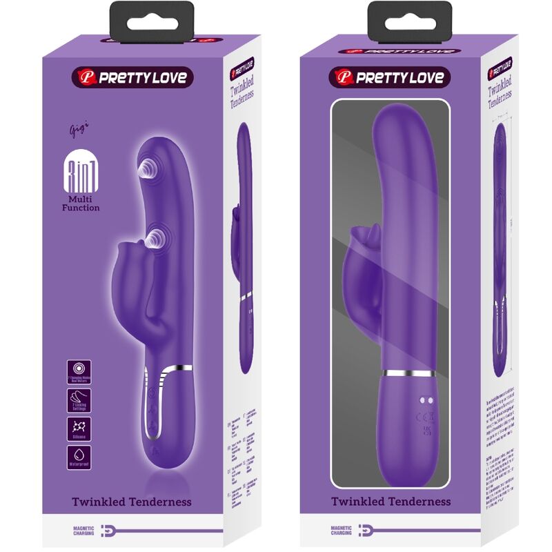 PRETTY LOVE - VIBRADOR CONEJO CON LAMIGAS MORADO