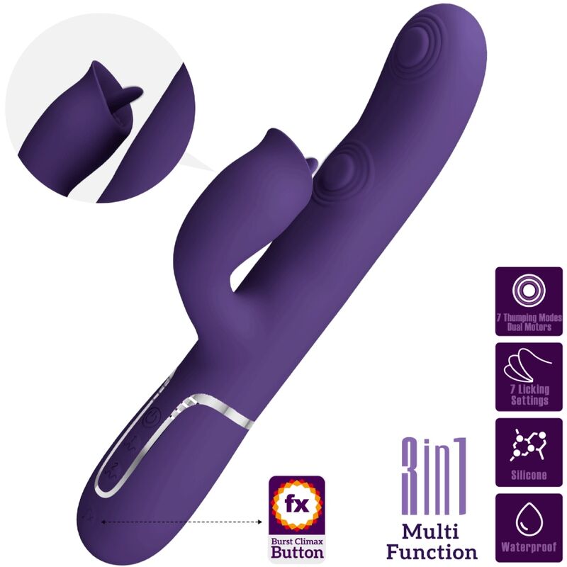 PRETTY LOVE - VIBRADOR CONEJO CON LAMIGAS MORADO