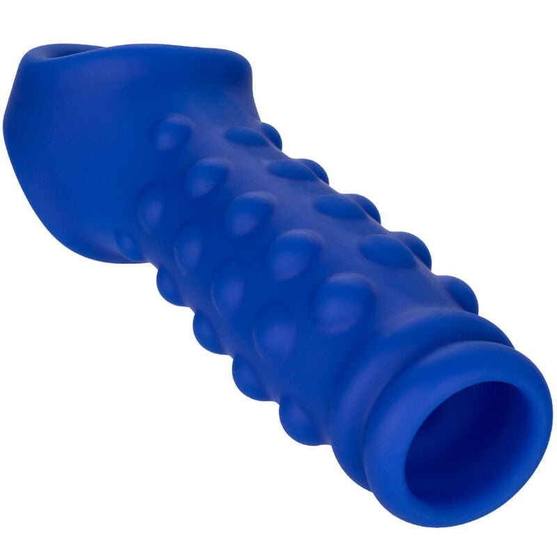 CALEXOTICS - FUNDA PARA PENE CON CUENTAS ADMIRAL DE SILICONA LÍQUIDA AZUL