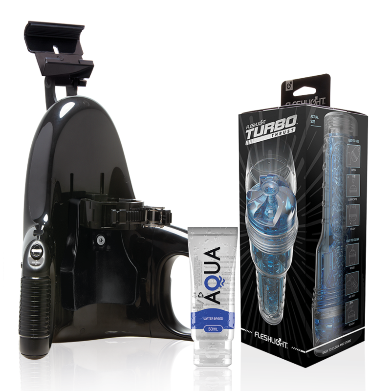 FLESHLIGHT - TURBO THRUST BLUE ICE + LANZAMIENTO UNIVERSAL + LUBRICANTE AQUA CALIDAD 50 ML