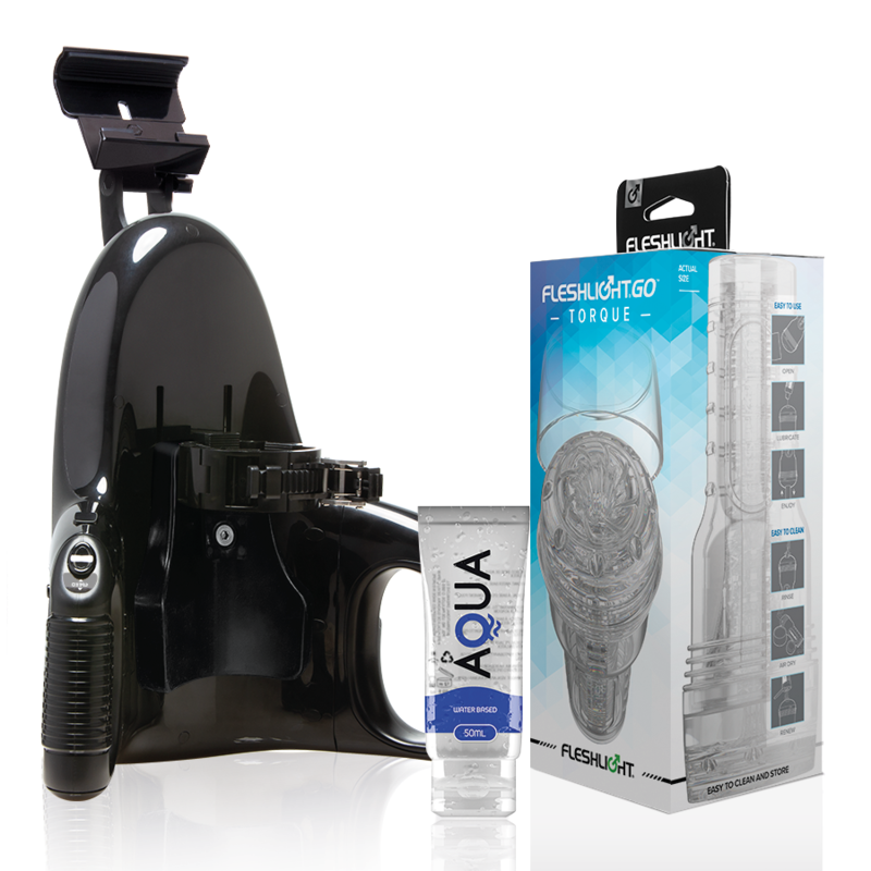 FLESHLIGHT - GO MASTURBADOR TORQUE ICE + LANZAMIENTO UNIVERSAL + LUBRICANTE AQUA QUALITY 50 ML