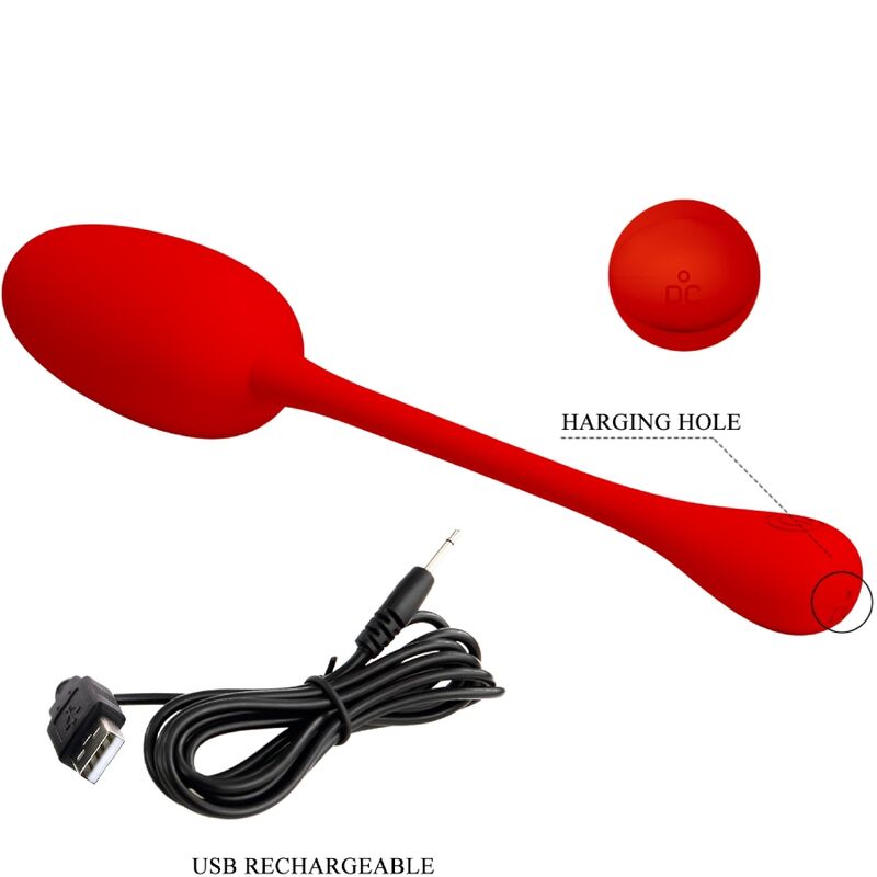PRETTY LOVE - HUEVO VIBRADOR RECARGABLE KNUCKER ROJO