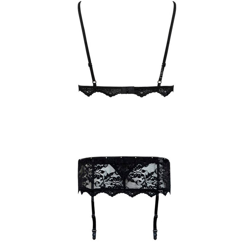 LIVCO CORSETTI FASHION - BELITA LC 90231 SOUTIEN + CALCINHA + LIGA PRETO TAMANHO L/XL