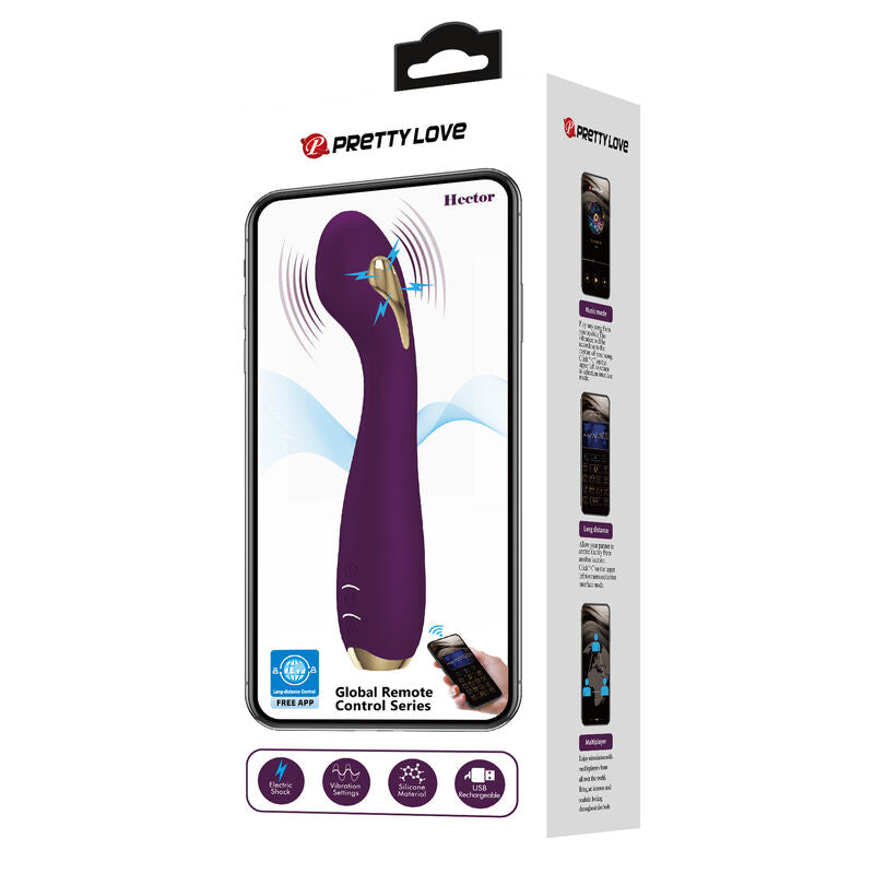 PRETTY LOVE - VIBRADOR ELECTROSHOCK HECTOR POR APP CONTROL MORADO