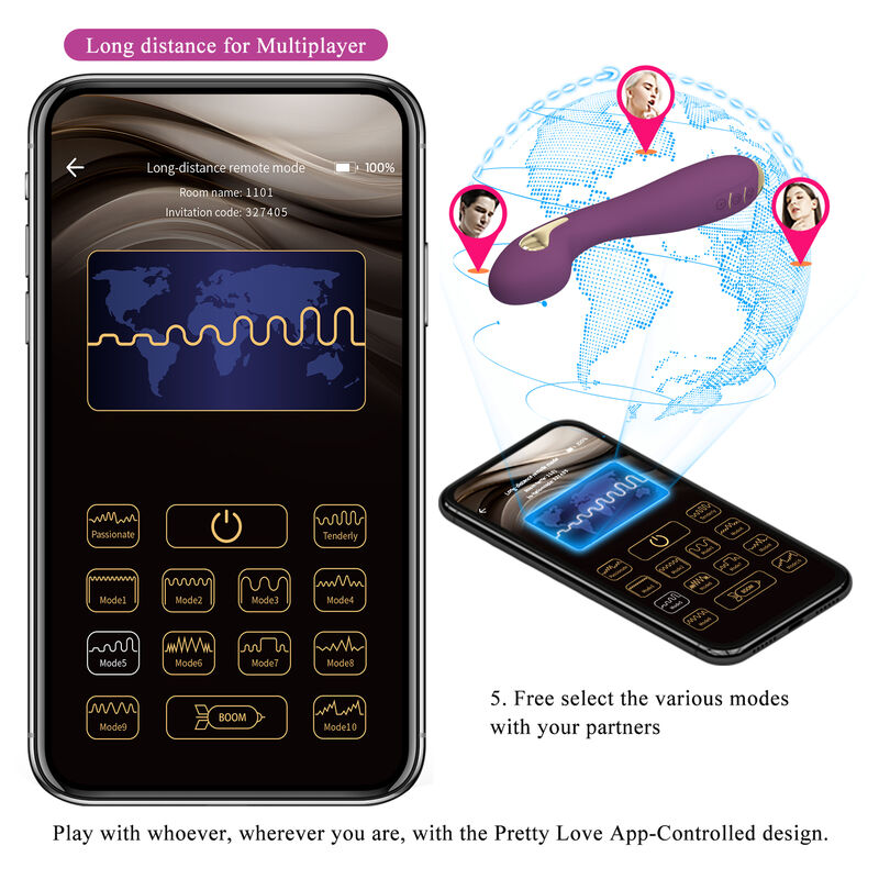 PRETTY LOVE - VIBRADOR ELECTROSHOCK HECTOR POR APP CONTROL MORADO