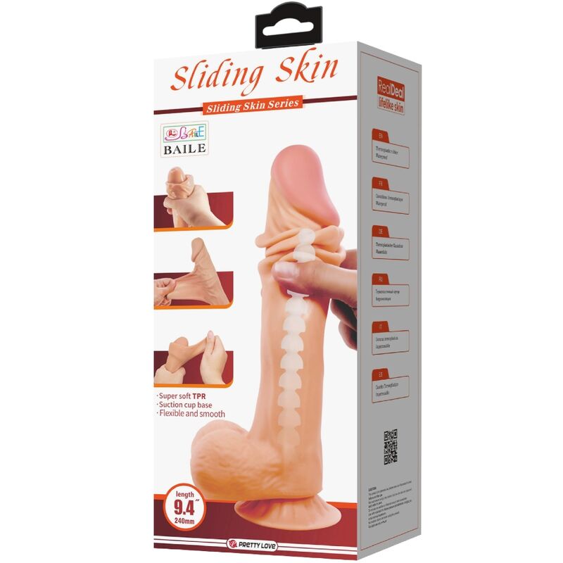 PRETTY LOVE - SÉRIE SLIDING SKIN - DILDO REALISTA COM VENTOSA DESLIZANTE - 24 CM
