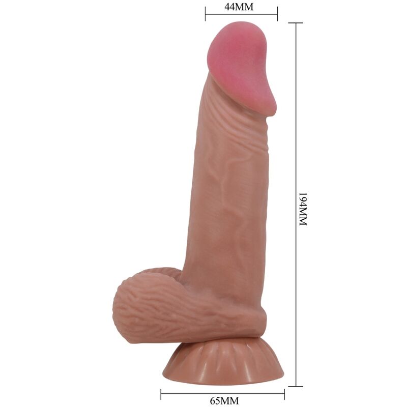 PRETTY LOVE - SÉRIE SLIDING SKIN - DILDO REALISTA COM VENTOSA DE PELE CASTANHO DESLIZANTE - 19,4 CM