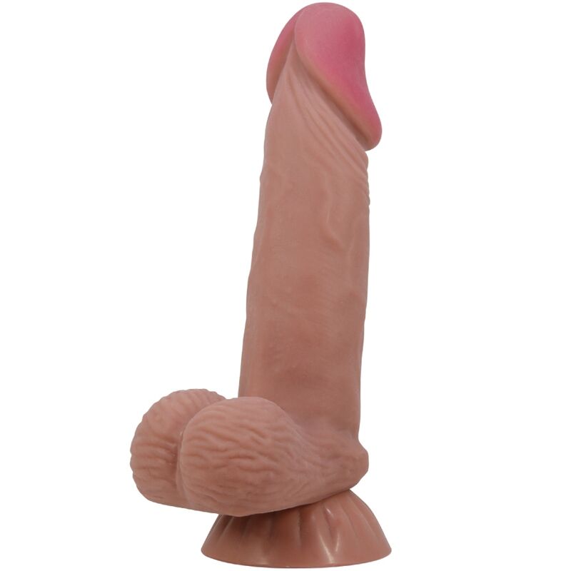 PRETTY LOVE - SÉRIE SLIDING SKIN - DILDO REALISTA COM VENTOSA DE PELE CASTANHO DESLIZANTE - 19,4 CM