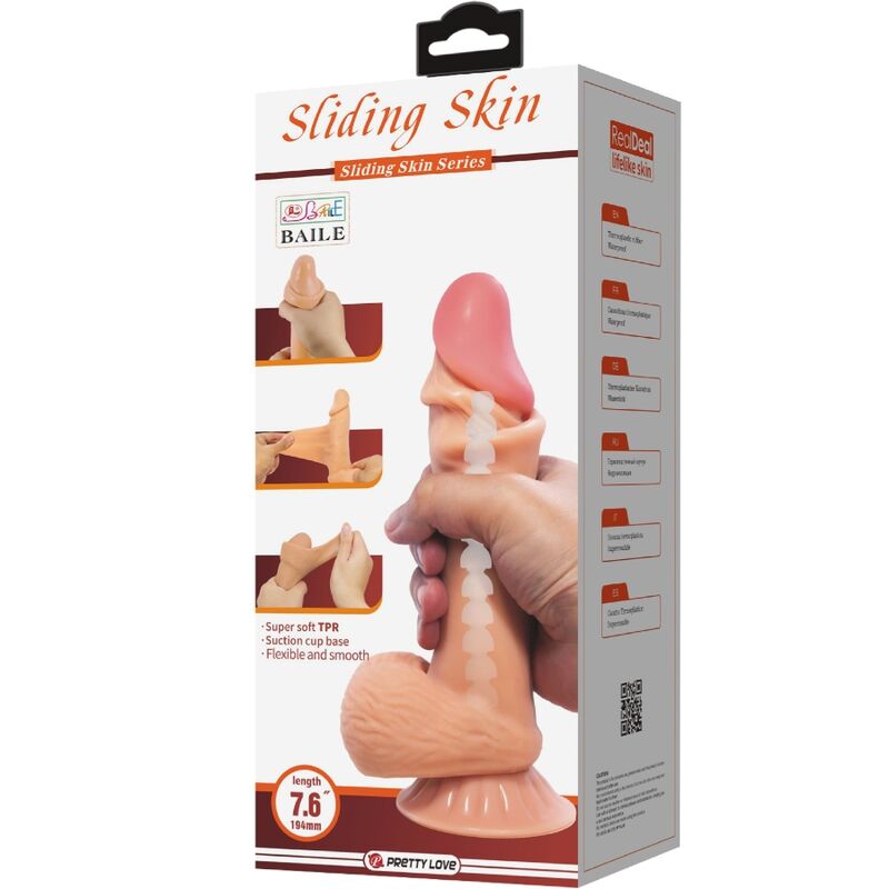 PRETTY LOVE - SÉRIE SLIDING SKIN - DILDO REALISTA COM VENTOSA DESLIZANTE - 19,4 CM