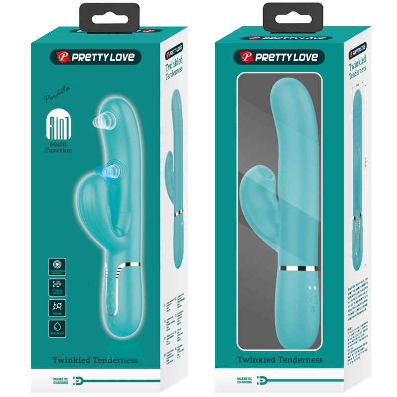 PRETTY LOVE - VIBRADOR MULTIFUNCIÓN 3 EN 1 PERLITA PUNTO G AGUA VERDE