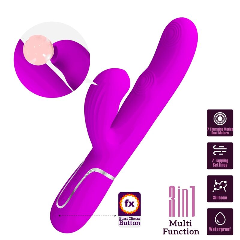 PRETTY LOVE - VIBRADOR PUNTO G MULTIFUNCIÓN 3 EN 1 PERLITA VIOLETA