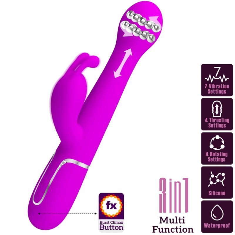PRETTY LOVE - VIBRADOR DEJON RABBIT 3 EM 1 MULTIFUNCIONAL VIOLETA