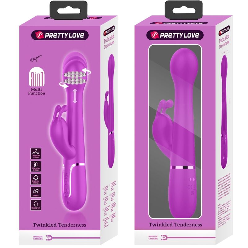 PRETTY LOVE - VIBRADOR DEJON RABBIT 3 EM 1 MULTIFUNCIONAL VIOLETA