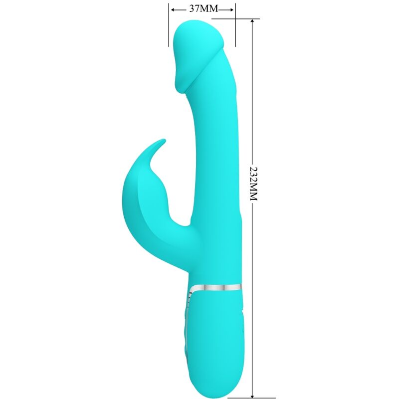 PRETTY LOVE - KAMPAS RABBIT VIBRADOR MULTIFUNCIONAL 3 EM 1 COM LÍNGUA VERDE-ÁGUA