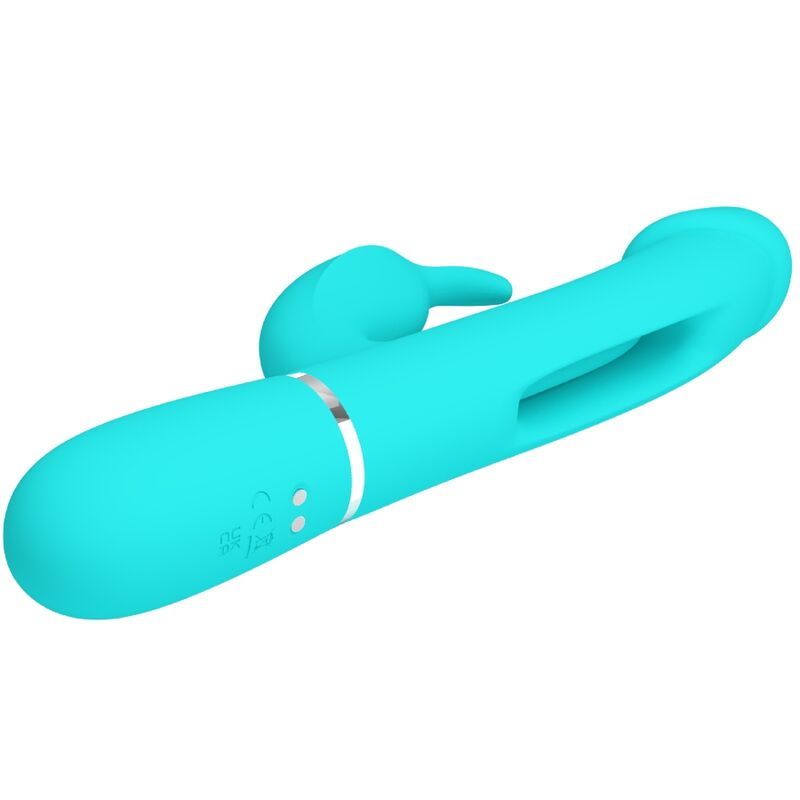 PRETTY LOVE - KAMPAS RABBIT VIBRADOR MULTIFUNCIONAL 3 EM 1 COM LÍNGUA VERDE-ÁGUA