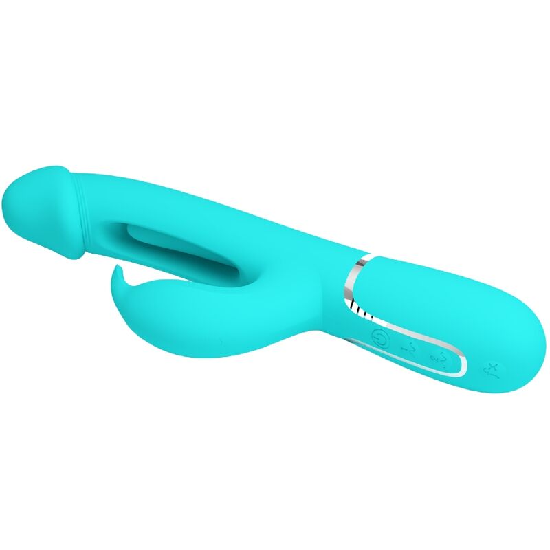 PRETTY LOVE - KAMPAS RABBIT VIBRADOR MULTIFUNCIONAL 3 EM 1 COM LÍNGUA VERDE-ÁGUA